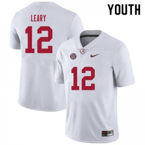 NCAA Youth Alabama Crimson Tide #12 Christian Leary Stitched College 2021 Nike Authentic White Football Jersey JW17U02ER